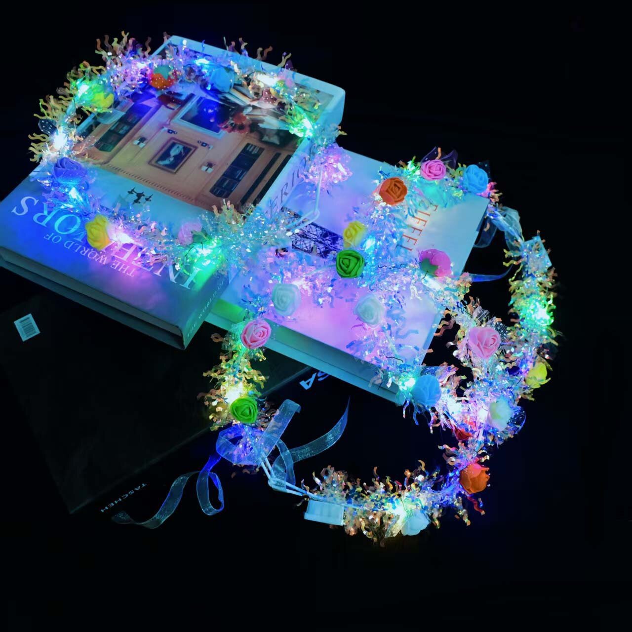 Dazzling 10-light golden thread flower Global Travel Scenic area ground promotion factory direct sales luminous hair band flower wreath Festival headwear