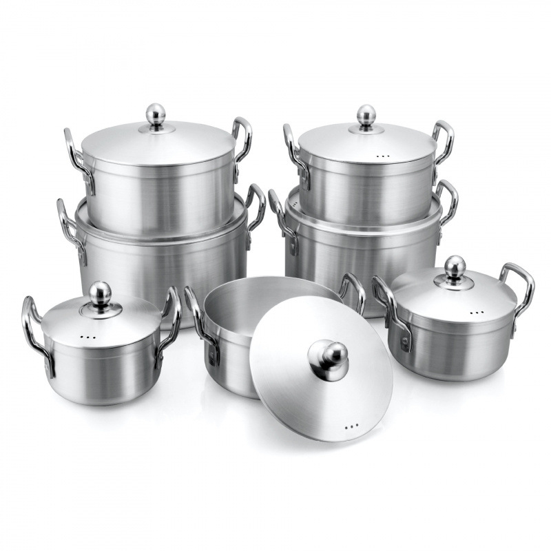 Cross-border bestseller aluminum pot 16-28cm thin and matte aluminum soup pot, commercial hotel cookware, aluminum pot set pot Item Picture