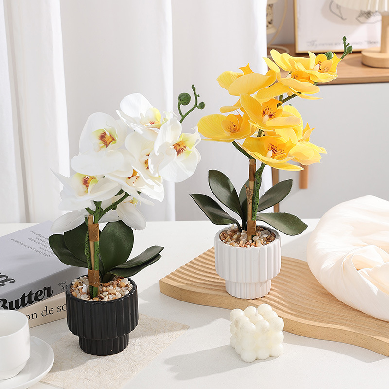 Artificial Phalaenopsis potted flowers for home living room decoration, floor-standing artificial flower bonsai, artificial flower decoration potted plants full figure