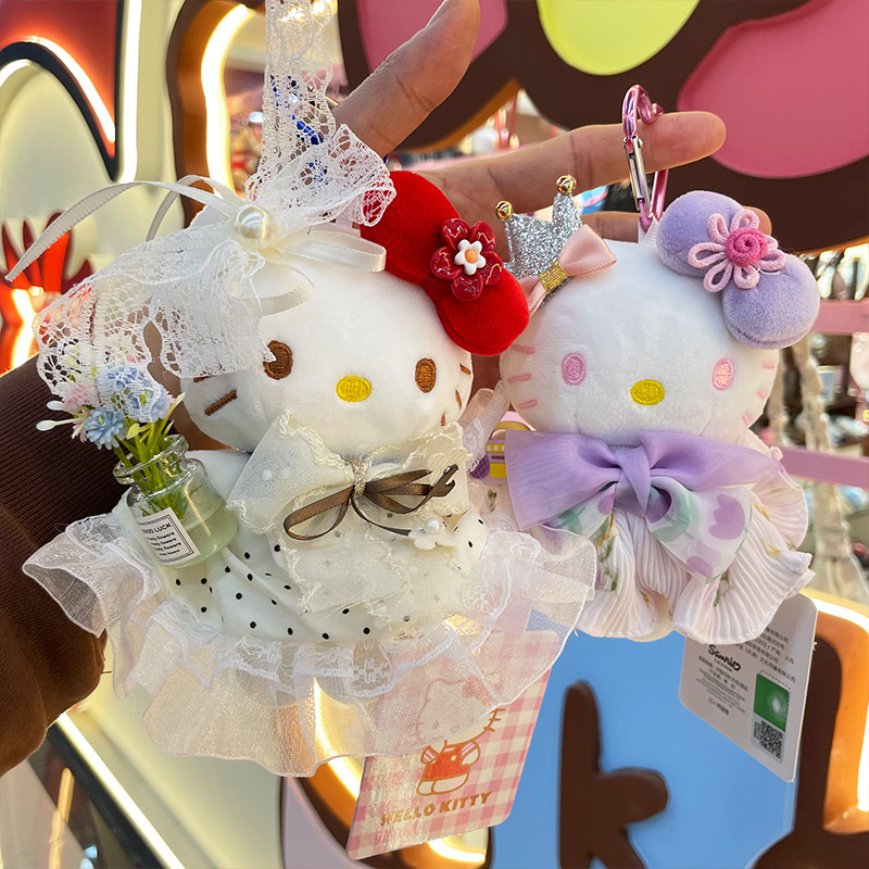 【 Authentic 】hellokitty plush Pendant, Cute kt figurine keychain, Transformable Hello Kitty bag Pendant Specification image