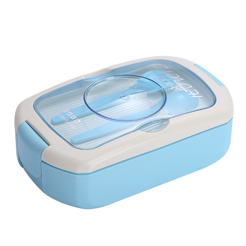 Plastic compartments set lunch box, water cup with fork and spoon, sauce box, office worker salad lunch box, student bento box Item Picture