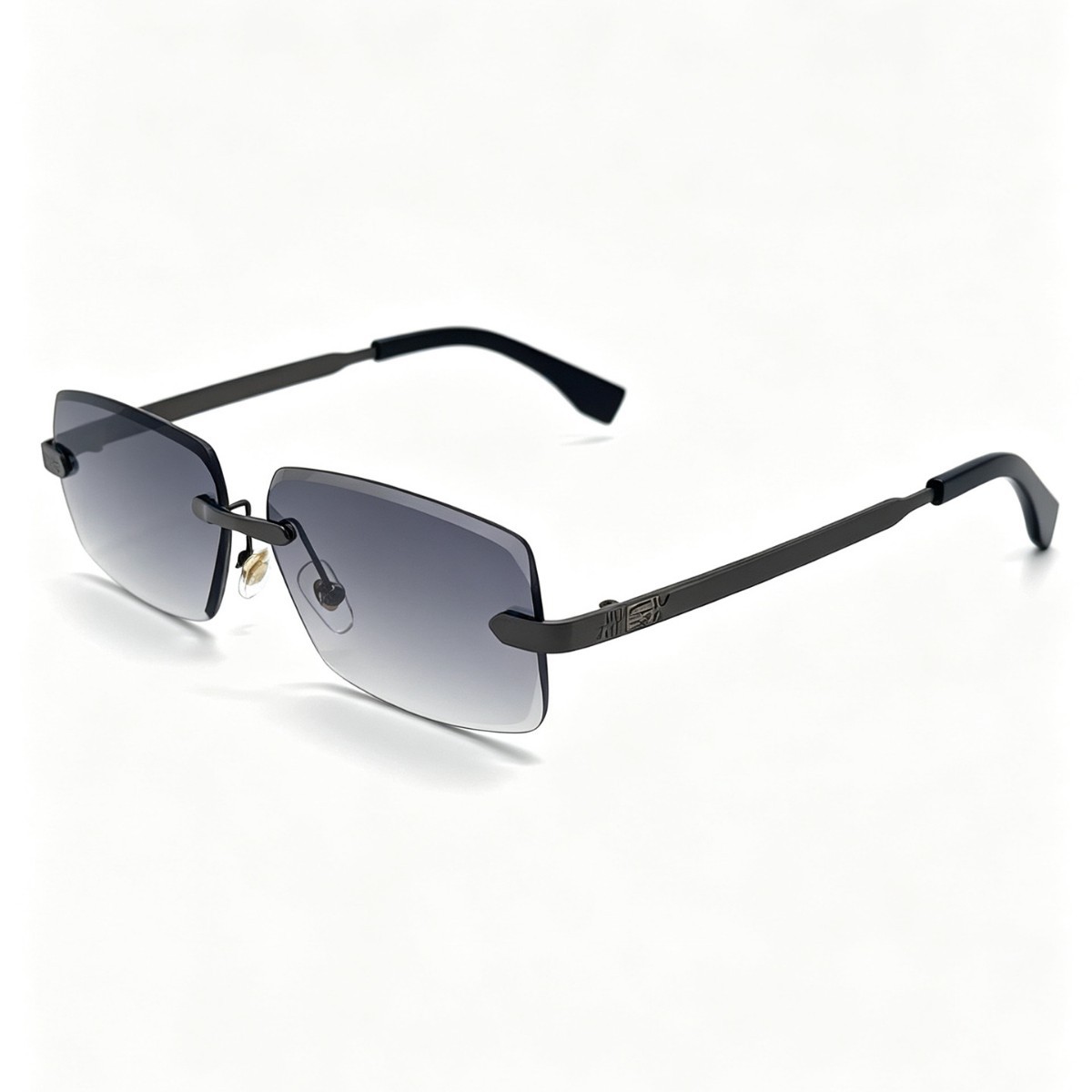 New frameless trimmed sunglasses with metal engraved temple, high-definition gradient UV protection, suitable for both men and women Specification image