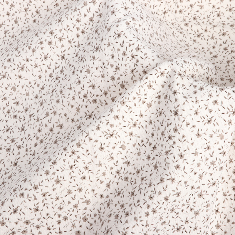 20s全棉印花面料木槿花碎花布料纯棉梭织磨毛连衣裙童装面料