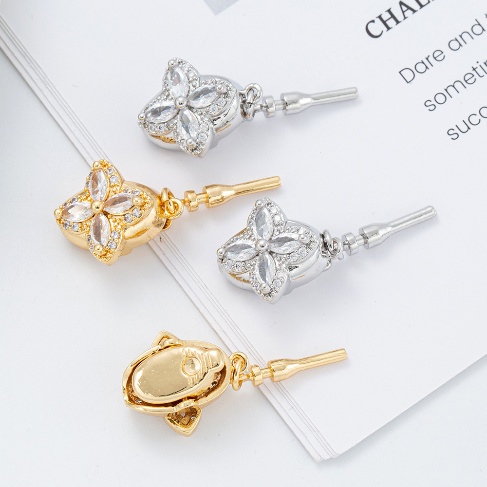 Copper-plated real gold necklace, ingot clasp, diy pearl bracelet, end clasp, clip clasp, connecting clasp, jewelry, 18k real gold Application Scenario