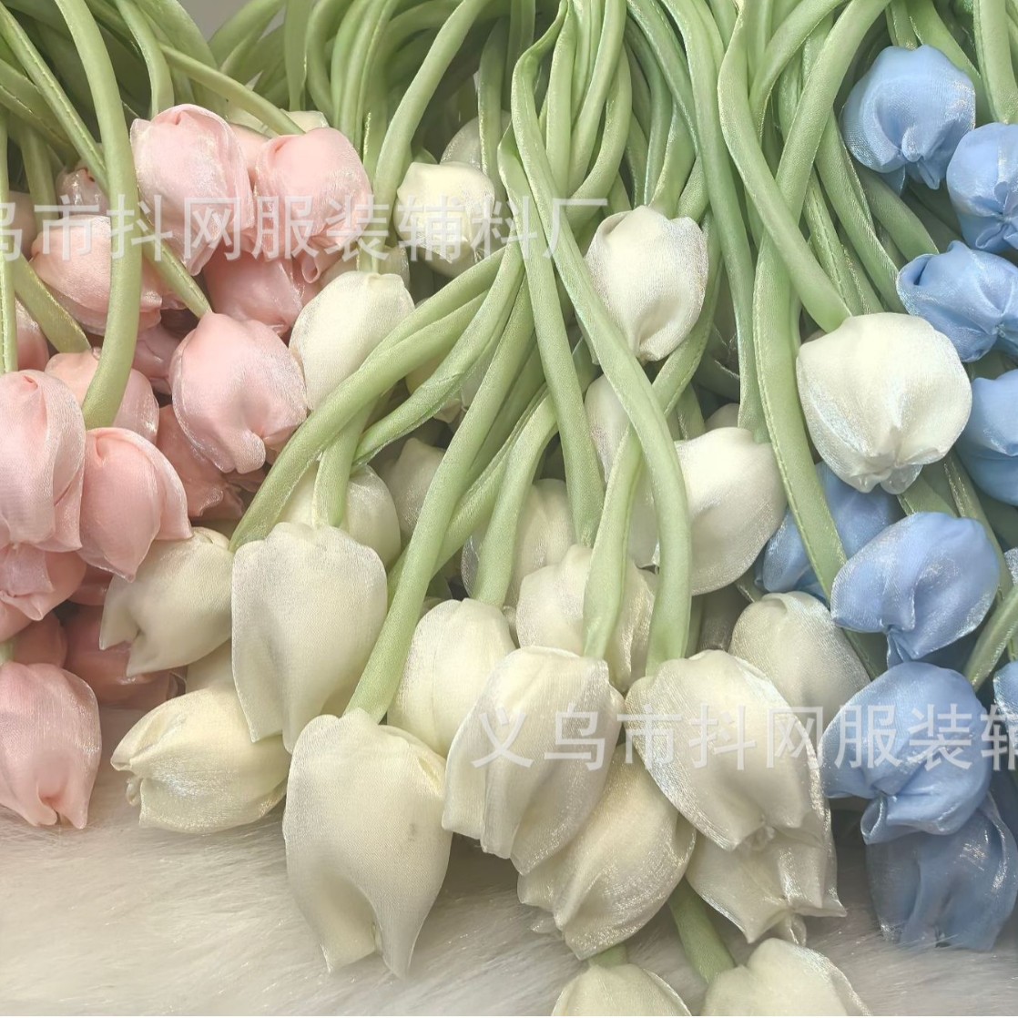 马卡龙色仿真郁金香花苞儿童服饰配件DIY材料头饰发夹辅料批发