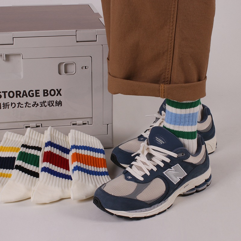 潮牌cityboy日系粗线条纹长袜男女情侣棉运动复古中筒袜子男ins潮