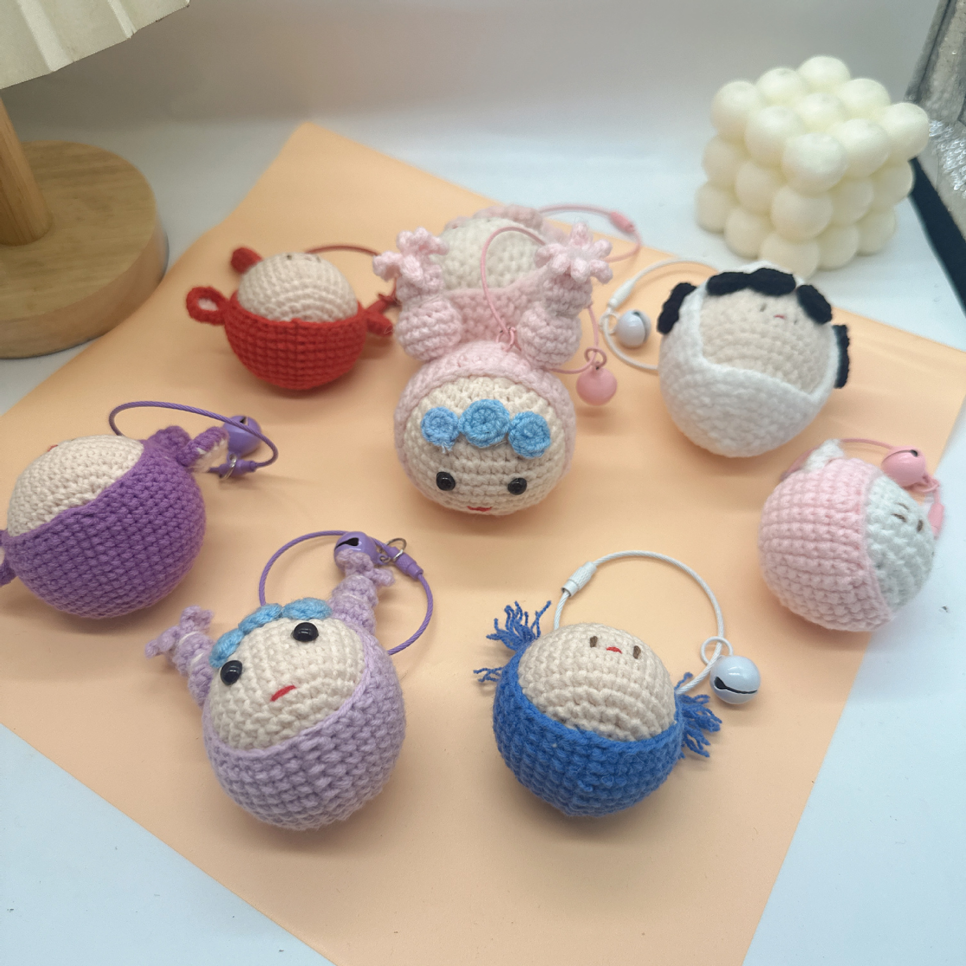 创意针织毛线团钥匙扣子手工钩织成品配饰天线宝宝钥匙圈包包挂件产品图