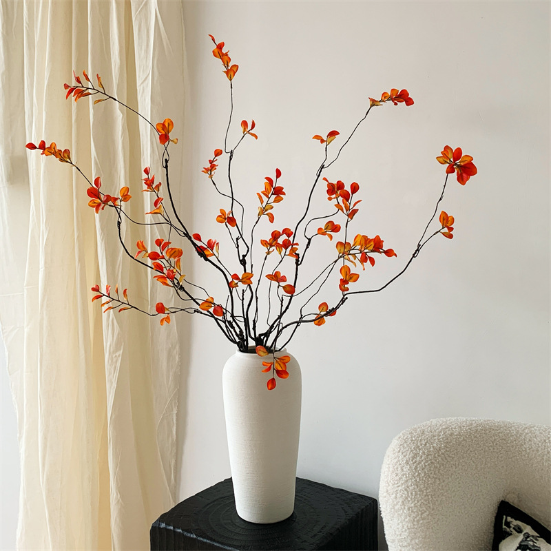 Wabi-sabi style autumn red maple leaf artificial flowers, artificial maple leaf green plants, bedroom and living room decorative flower ornaments wholesale Specification image