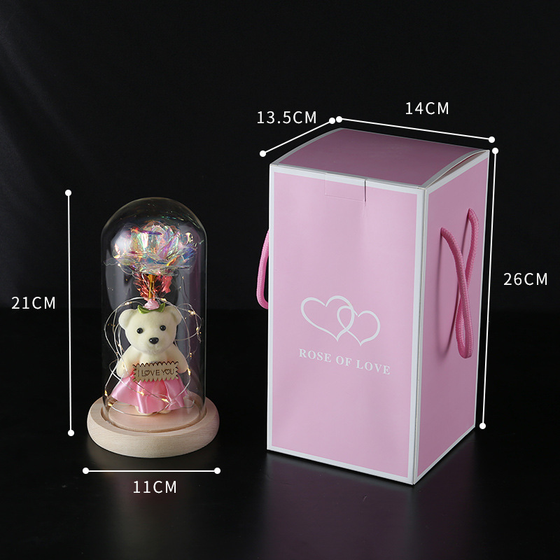 Valentine's Day gift: Seven-color 24k gold foil flower gold imitation with light, eternal rose glass cover gift box set Application Scenario