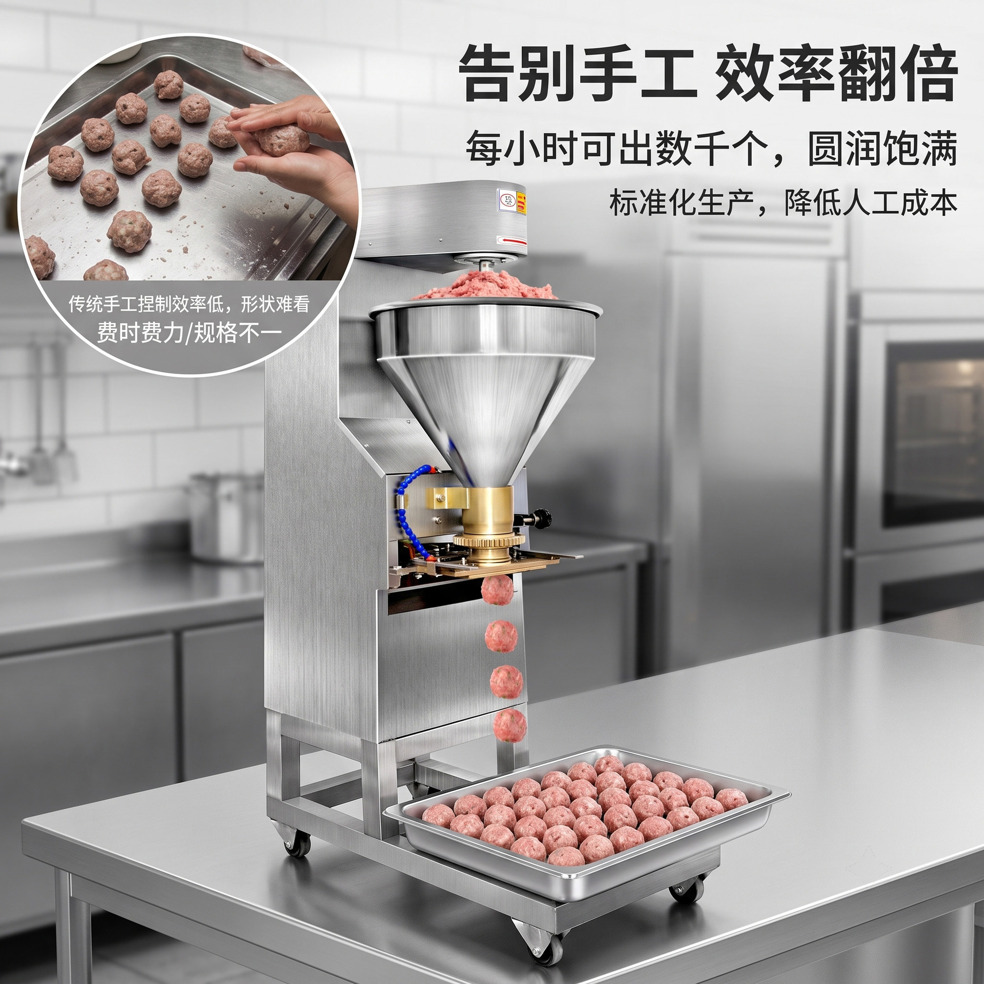 Commercial fully automatic stainless steel meatball forming machine, lion's head fish ball and beef ball rapid forming equipment manufacturer details Picture