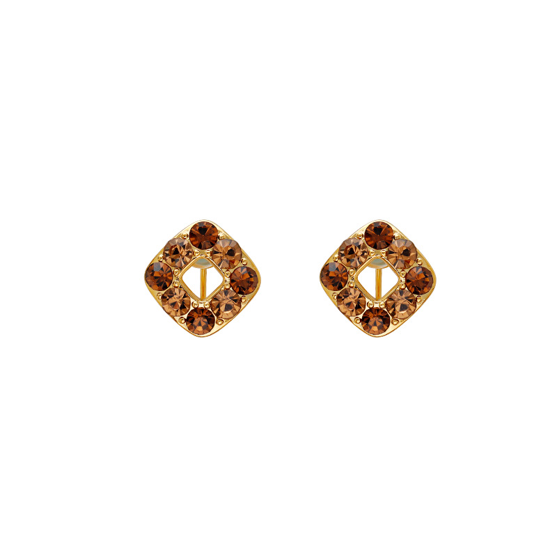 Hyacinth's niche design geometric square stud earrings for women ina are small, simple, elegant and light luxury earrings without ear piercings, ear clips and earrings Item Picture