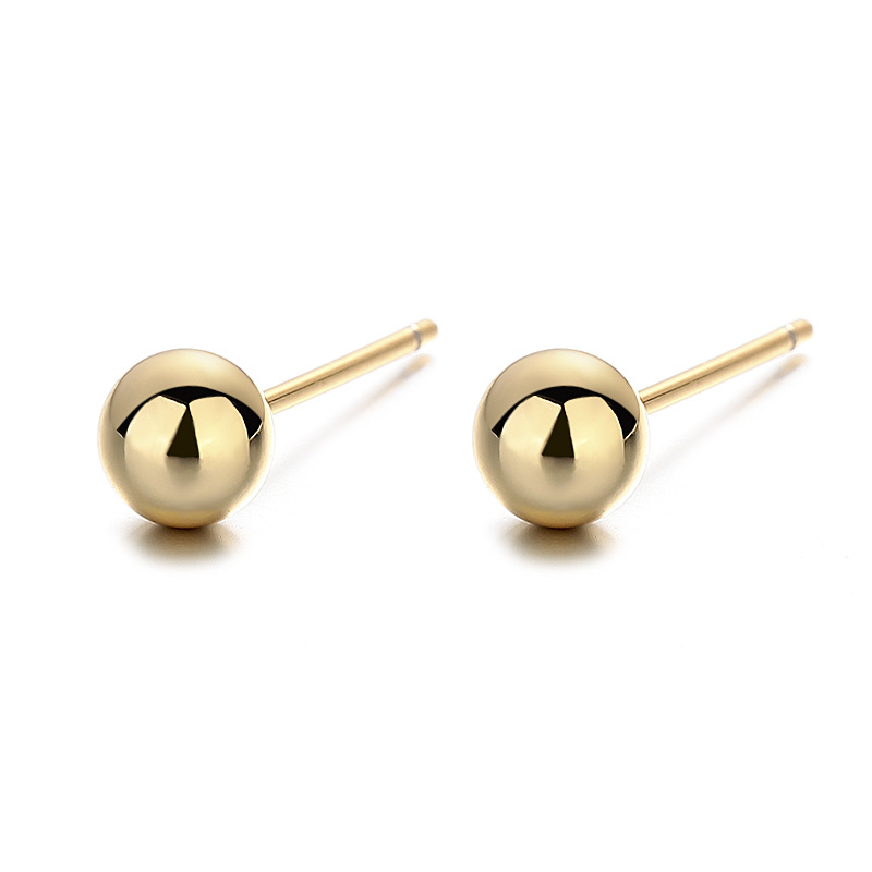 Amazon's best-selling small round ball smooth ear studs, ear sticks, women's ear piercings, golden bean earrings, and elegant earrings wholesale Item Picture