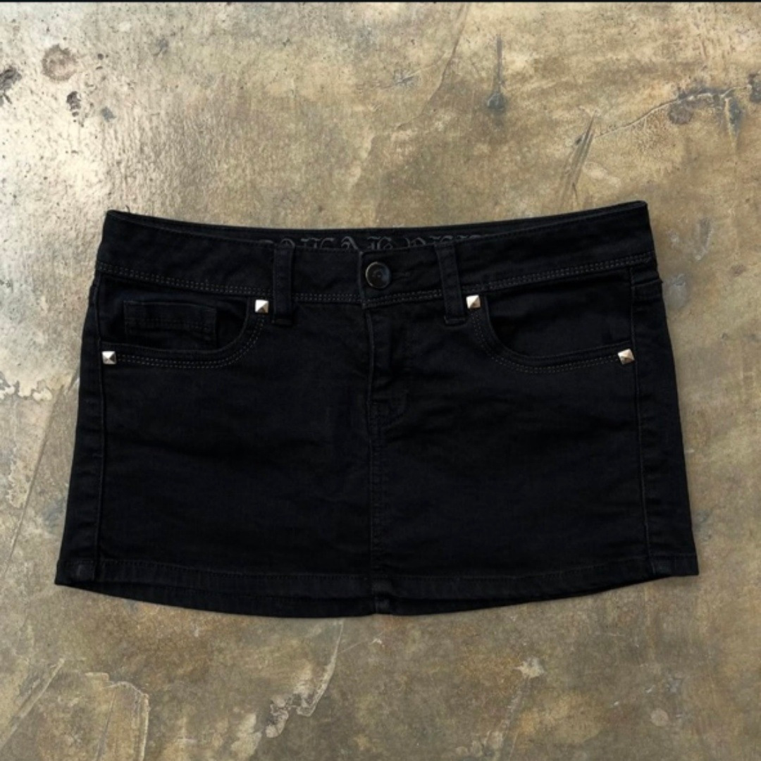 Summer new denim American-style washed retro slimming hot girl style Instagram skull scalded diamond skirt full figure