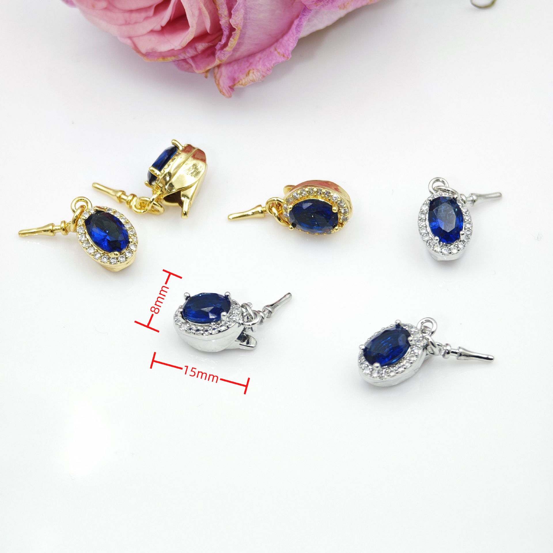 Pearl necklace, ingot clasp, sapphire micro-setting, diy accessory, handcrafted finish, connecting clasp, bracelet, stick, press clasp