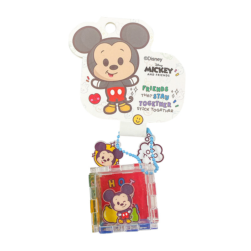 Baimoao genuino mickey llavero colgante costura creativa cubo de rubik stand stand cartoon llavero pareja mochila colgante adornos Item Picture