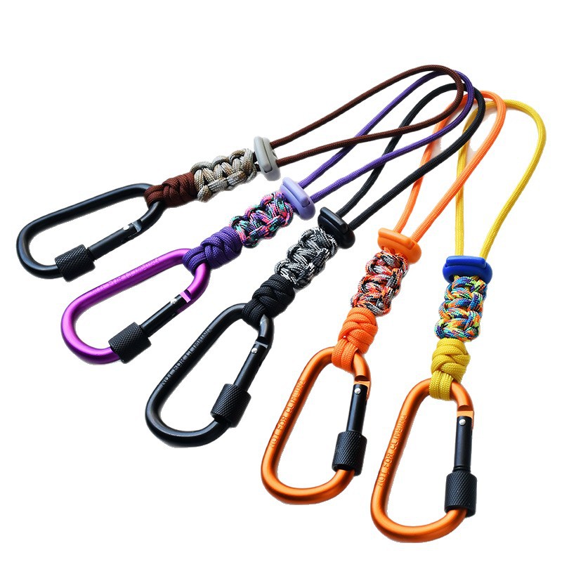 Cross-border water bottle hanging, mountain climbing mineral water hanging rope, outdoor backpack water cup hook, umbrella rope, hand-woven hiking accessories Item Picture