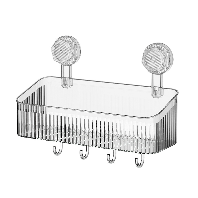 Wall-mounted rotating suction cup storage rack, bathroom storage rack, face towel storage box, wall-mounted without drilling Item Picture