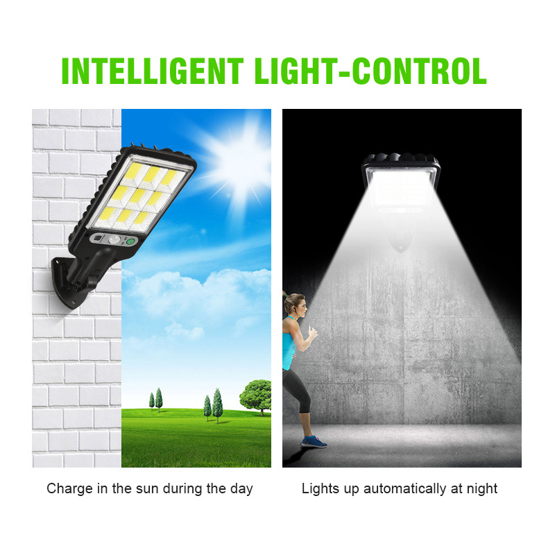Solar lamps, outdoor garden lamps, human body sensor lamps, wall lamps, integrated led household solar street lamps are shining brightly details Picture
