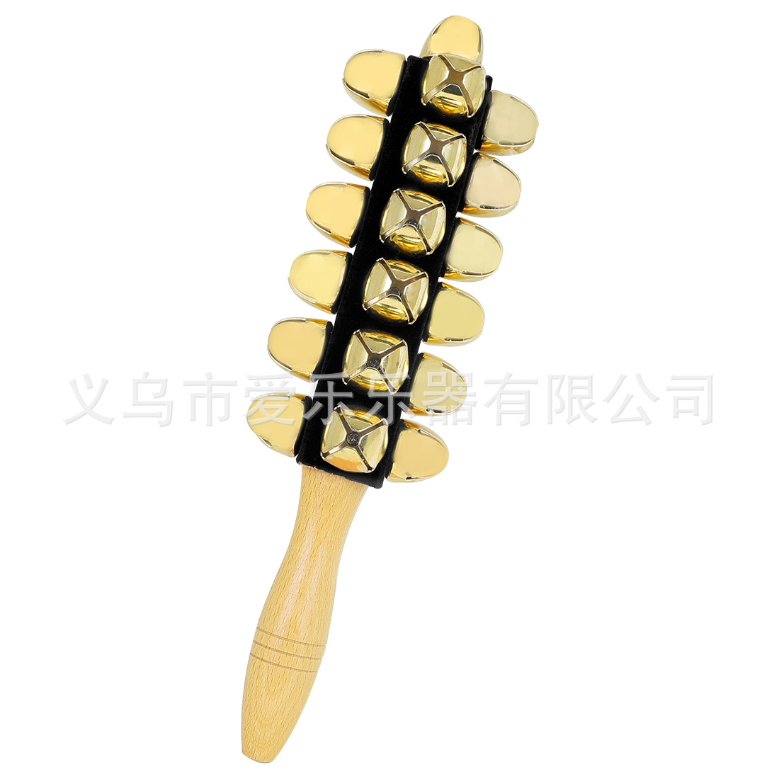 跨境25音大棒铃榉木手摇铃儿童早教打击乐器响铃音乐道具手摇棒铃白底实物图