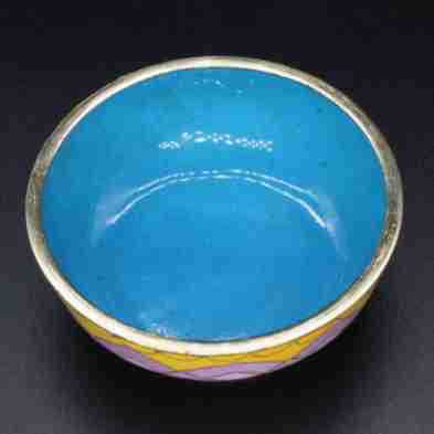 Cloisonne eight-auspicious offering bowl Buddhist ritual vessel, traditional copper body cloisonne enamel polished lotus offering bowl Specification image