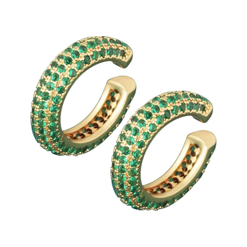 Honglu's niche, light luxury, high-end zircon U-shaped ear clips for women, INS copper-plated real gold personalized earrings, cross-border new products Item Picture