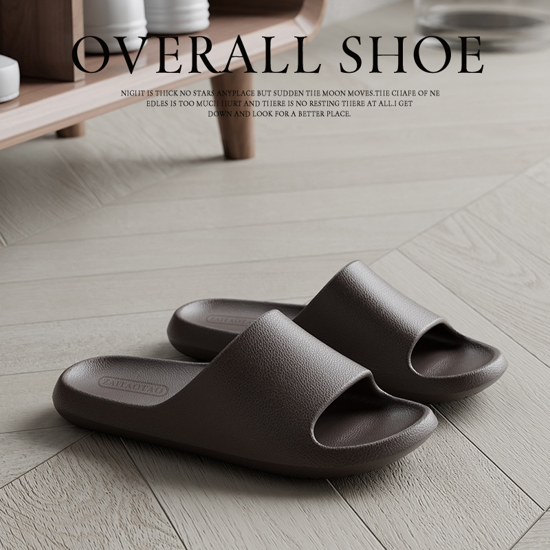 Men's eva leather texture flip-flops feel like stepping on poop. Women's anti-slip bathroom for home use, no smelly feet. Summer bath indoors at home Specification image