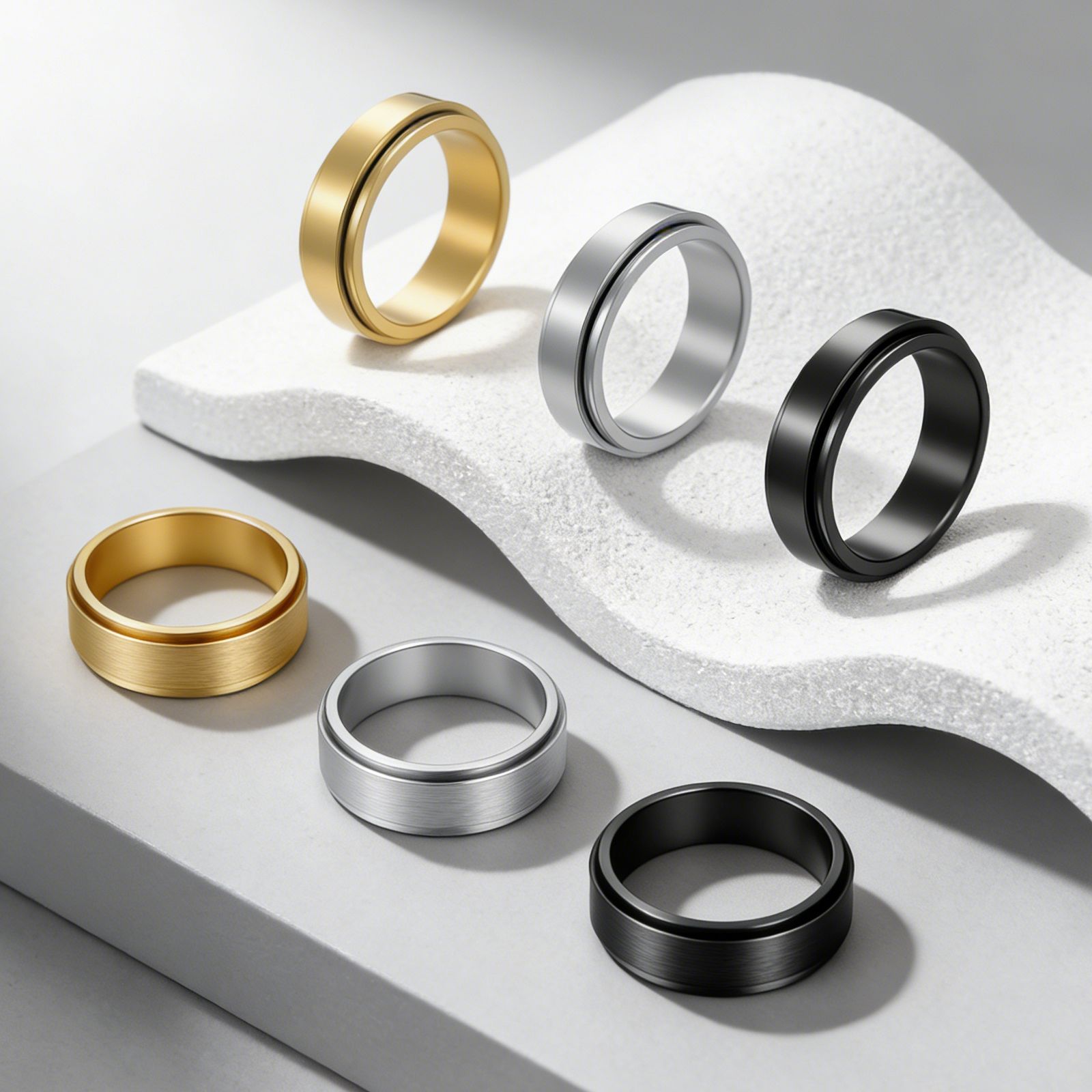 Cross-border European and American simple 6/8mm rotatable titanium steel European and American men's outdoor ring, couple 304 stainless steel ring