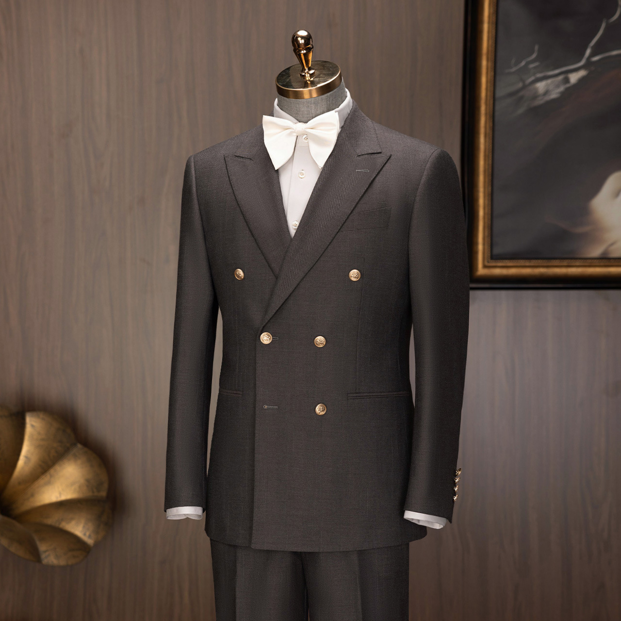 Men's double-breasted suit, wedding performance host, groom, wedding haute couture suit, waistcoat, three-piece set