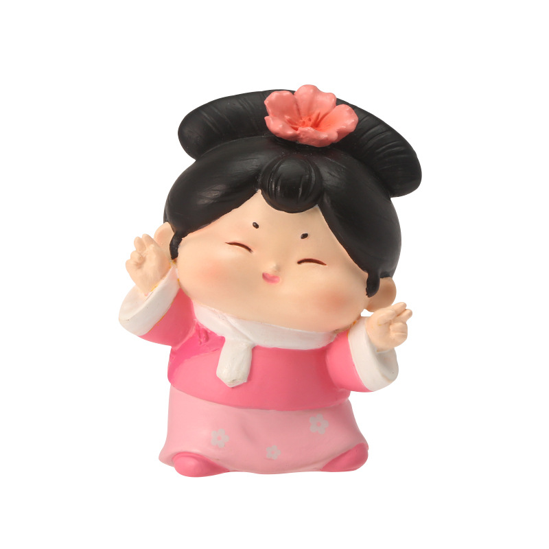 Ancient-style sugar grid figurine, cute desktop resin figurine, Chinese-style cute and fun design sugar grid resin handicraft Item Picture