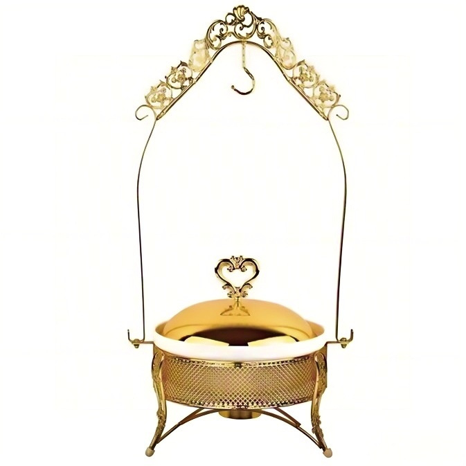 Golden Buffet hanging stove with lid alcohol heating, special stove for foreign trade hotel buffets, 2.0L warm food container Specification image