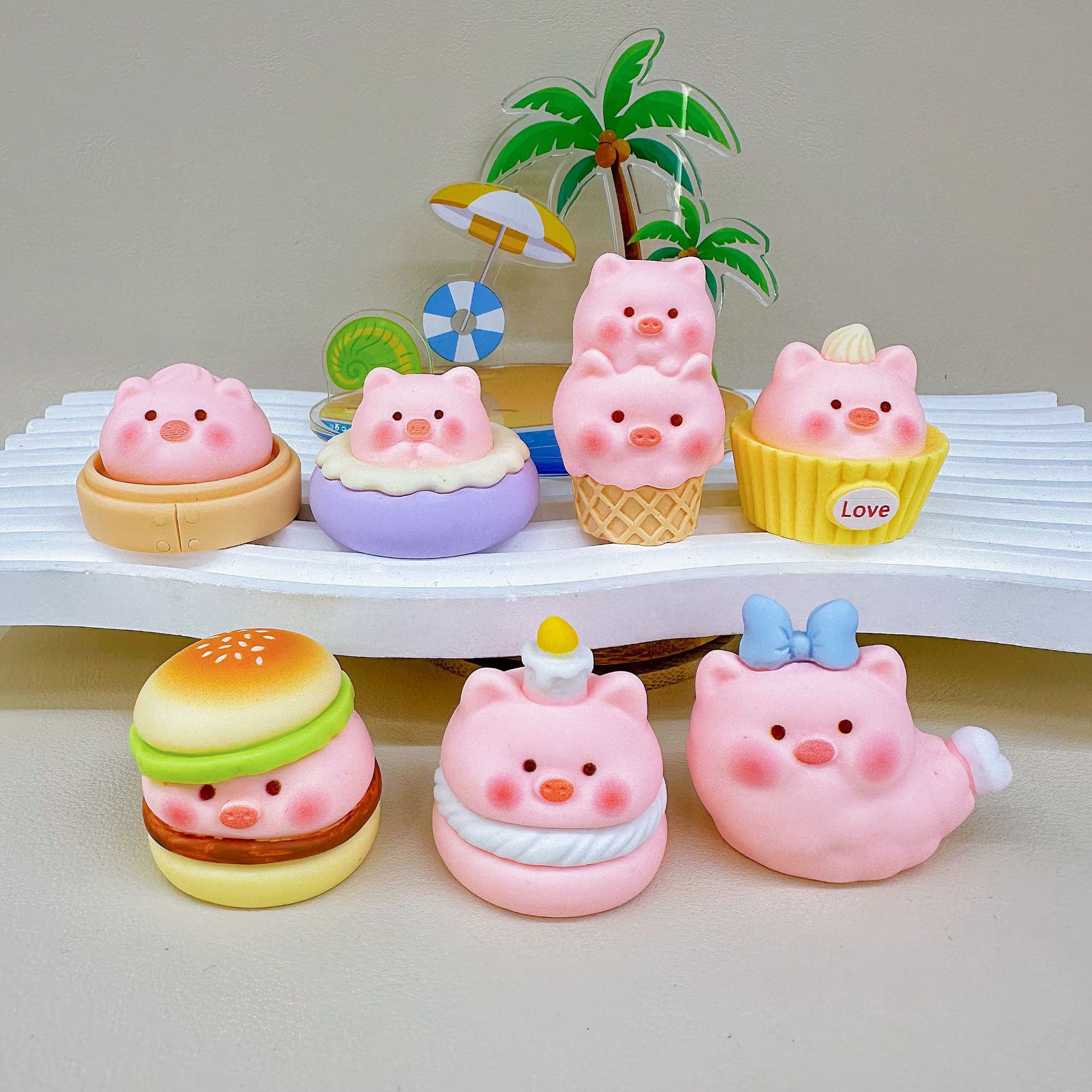 食玩小猪 diy饰品可爱盲盒立体卡通树脂配件配饰桌面办公小摆件