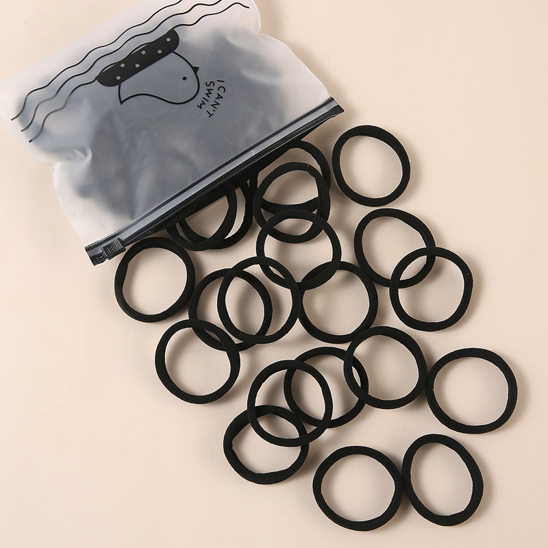 Black towel loop hair tie, thickened high-elasticity jacquard seamless canned hair band, women's tie-dye style candy-colored hair accessory