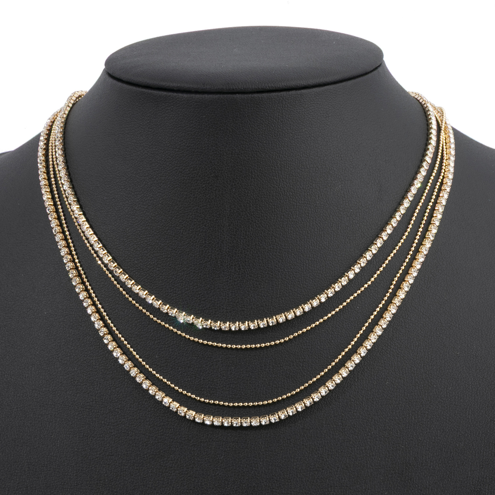 Amazon's best-selling European and American style necklace accessories, layered water diamond necklaces, cross-border trendy street style popular multi-layer necklaces wholesale supply details Picture