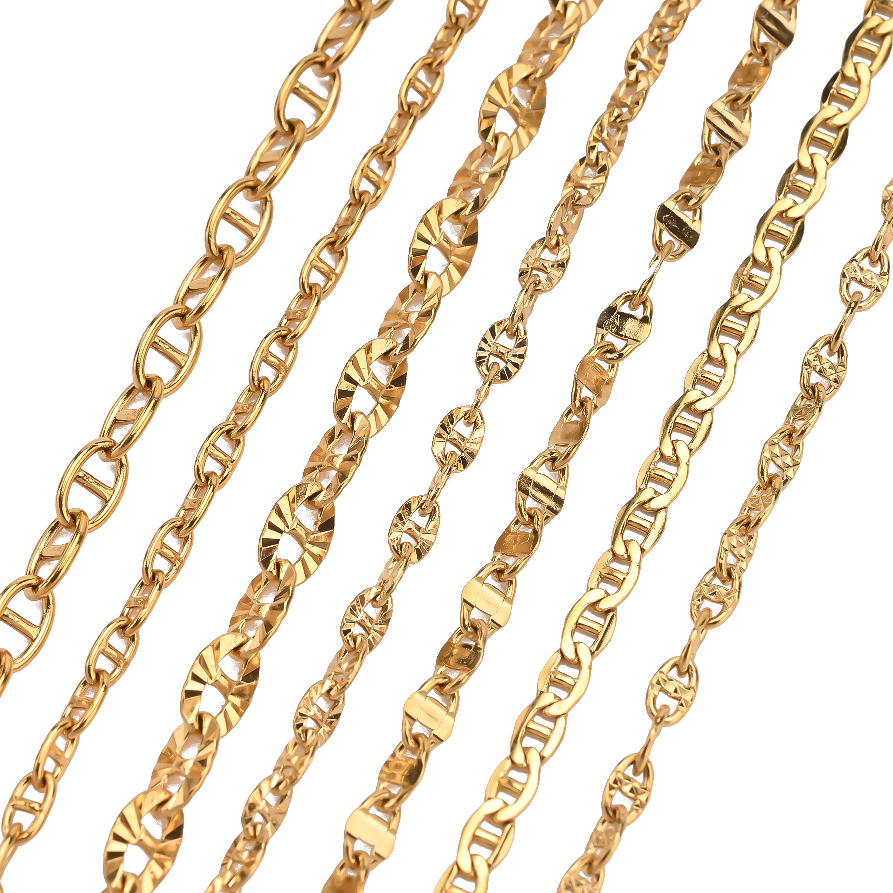 Pig nose chain PVD vacuum electroplated stainless steel Japanese character chain jewelry production and clothing accessory chain Item Picture
