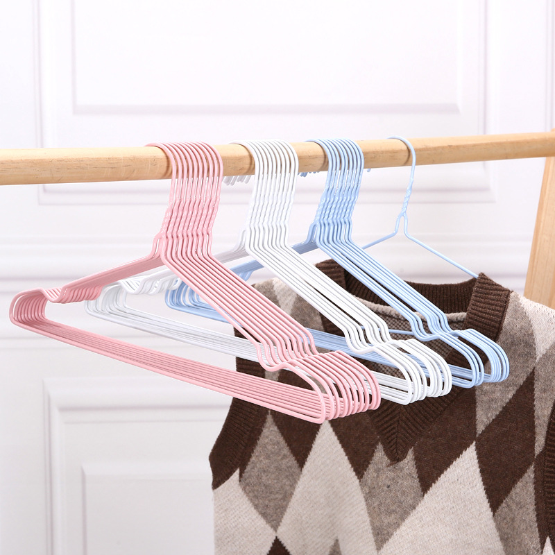 Household seamless full-coverage anti-slip clothes rack, thickened iron clothes hanger, multi-functional clothes hanger with hook, dipped plastic clothes hanger Specification image