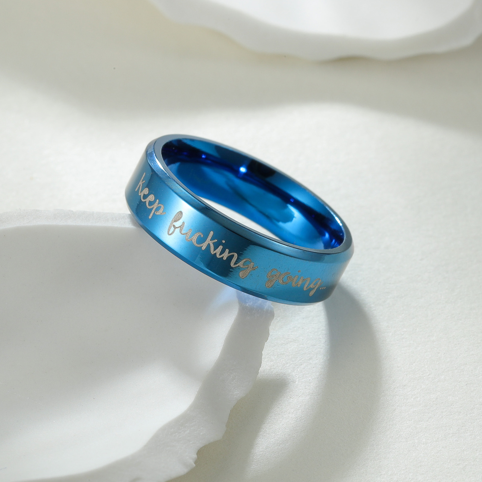 Wholesale of Amazon's best-selling accessories - simple and fashionable European and American laser-engraved men's titanium steel rings Application Scenario