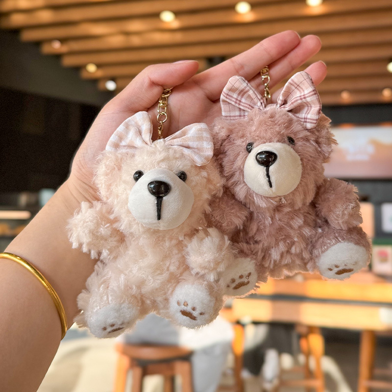 蝴蝶结小熊钥匙扣小挂件毛绒高级感书包挂件地推实用小礼品小物件