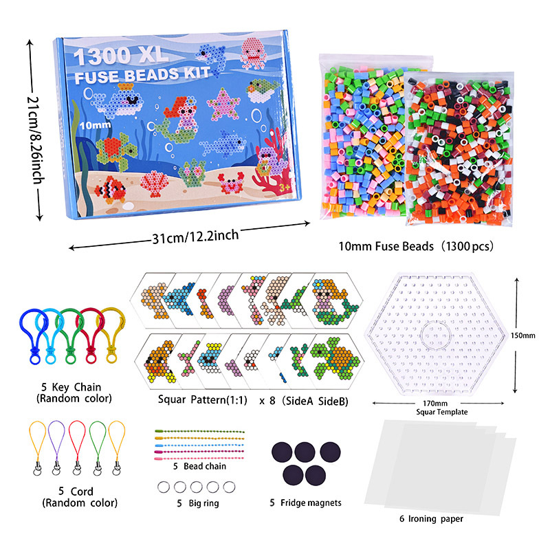 New 10mm Jigsaw bean hot melt bead DIY ocean-themed set toy 1300 pieces 1cm Jigsaw Bean XL hot beans details Picture