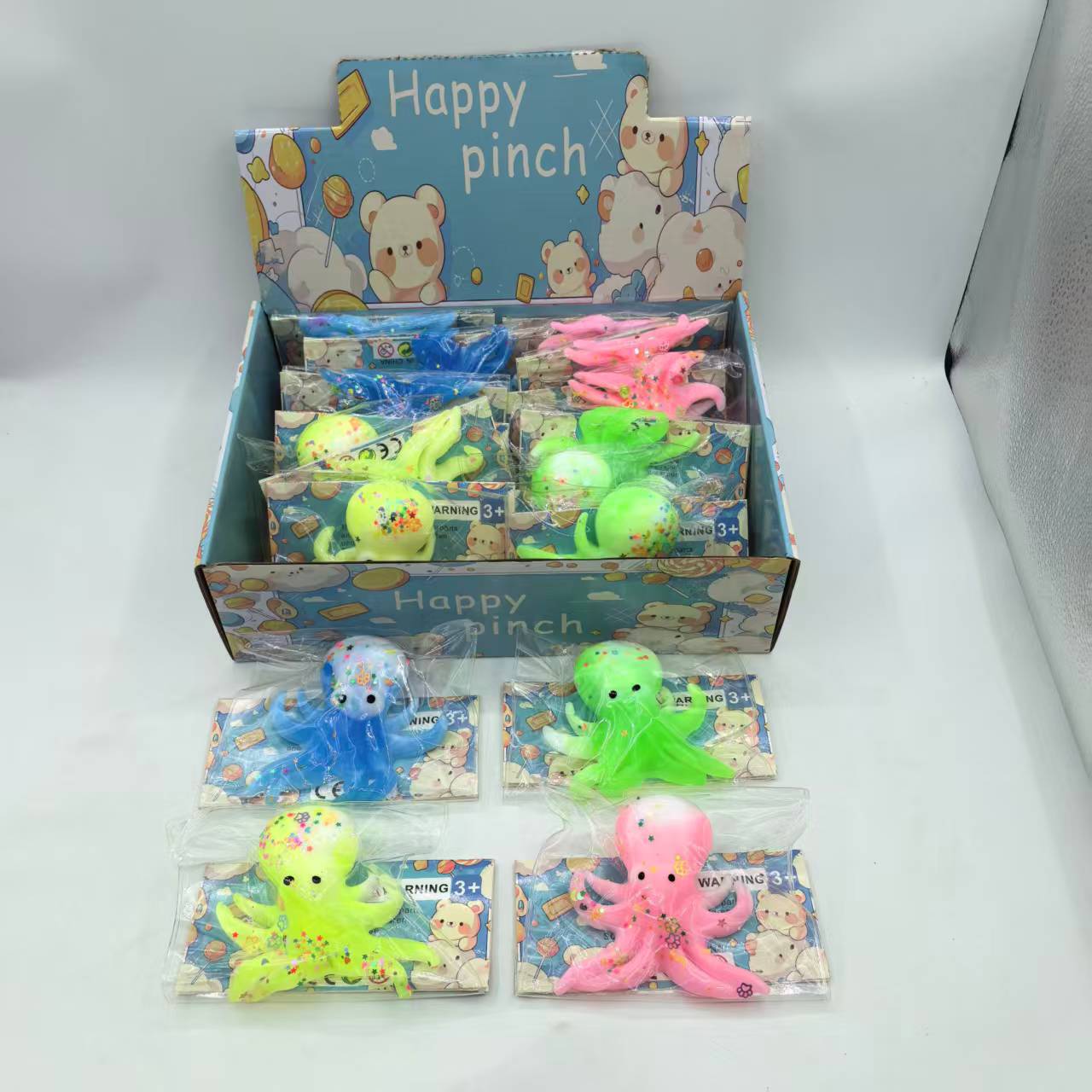 Direct sales from the manufacturer of simulation card head dual-color octopus venting and Pinching fun PVC bags for children's stress-relieving toys