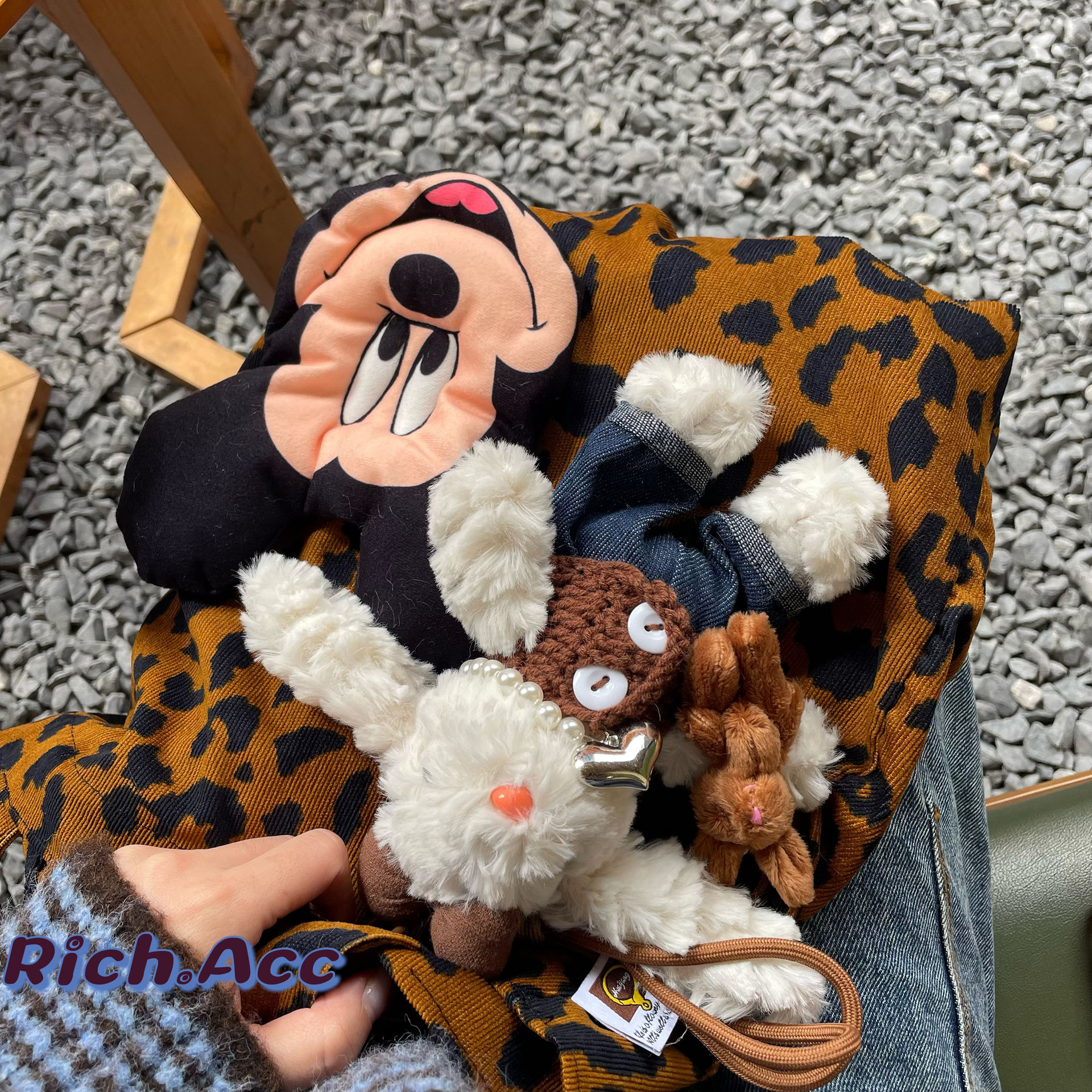 [Real Shot] High-quality Korean denim sweater, vest, long earlobe, ear rabbit, plush toy bag, pendant, keychain Specification image