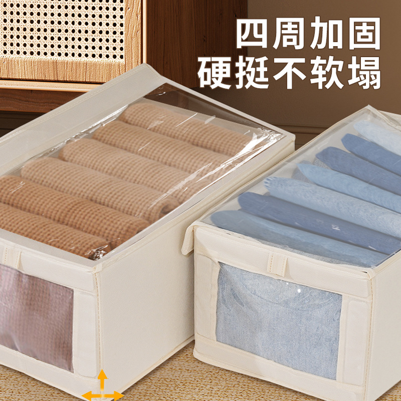 无纺布开窗可视衣物带盖收纳箱家用玩具衣服卧室收纳箱大号整理箱细节图