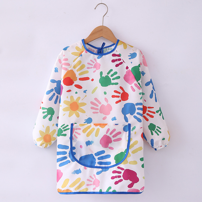 Children's apron, art students' special painting clothes, painted protective clothes, waterproof, large and medium-sized children's calligraphy brush watercolor painting coverings Specification image