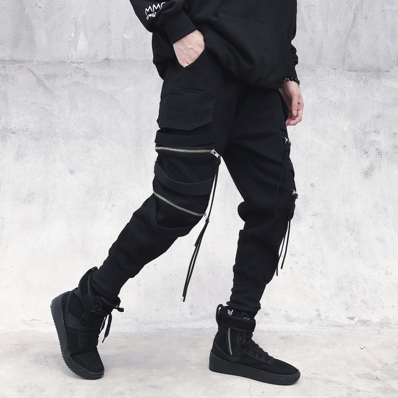 Men's workwear pants with tight legs, Korean style, trendy American street loose, bf Trend brand hiphop pants details Picture