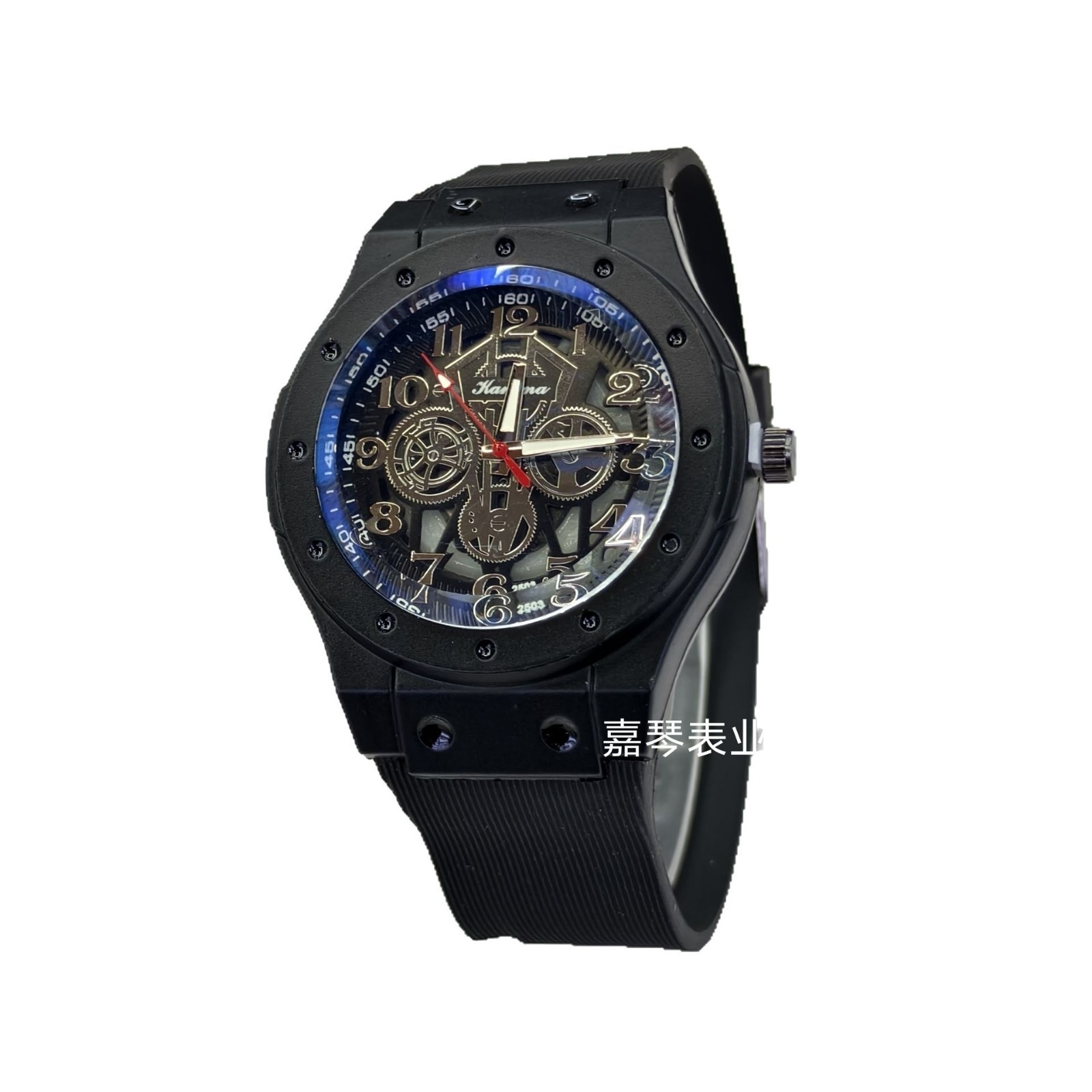 New foreign trade skeletonized Richard fashion wristwatch, cross-border men's watch, gift watch, silicone strap sports watch Item Picture