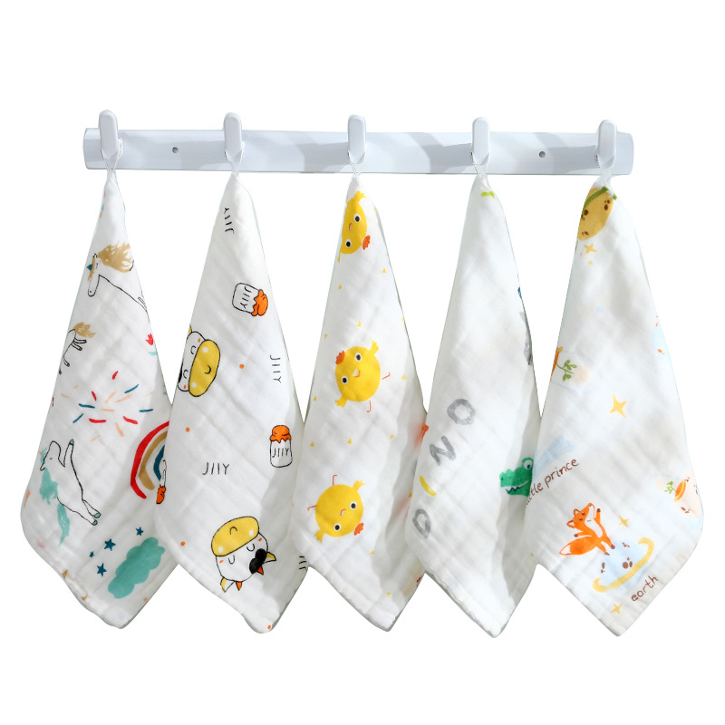 Wholesale of pure cotton small square towels, six-layer high-density gauze towels, baby saliva towels for newborns, and infant face towels Item Picture