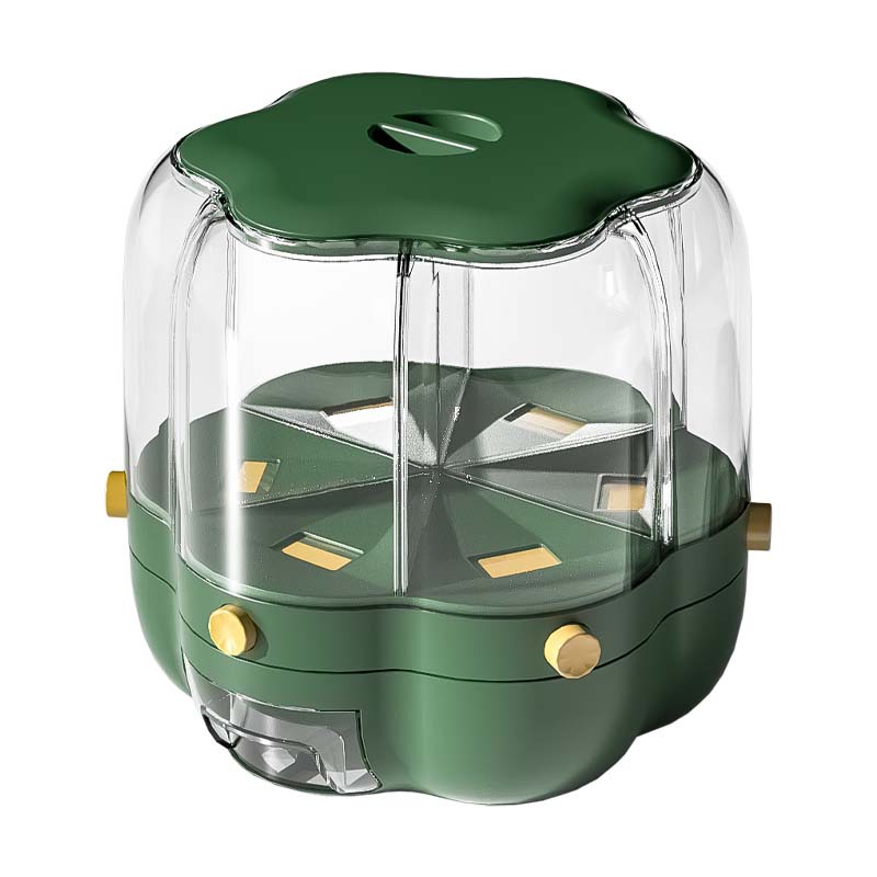 新款旋转米桶五谷杂粮分格装家用密封防虫防潮收纳盒米箱缸收纳盒白底实物图