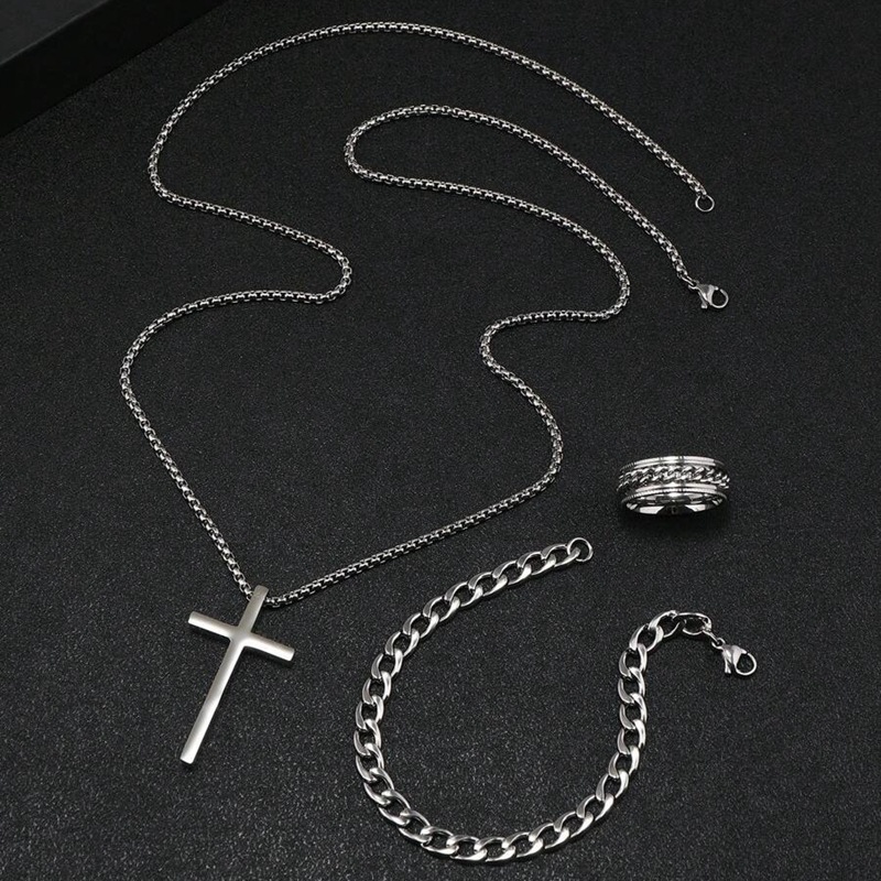 SHEIN Amazon temu best-selling European and American cross set decorative items. The chain can rotate and the electroplating does not fade Specification image