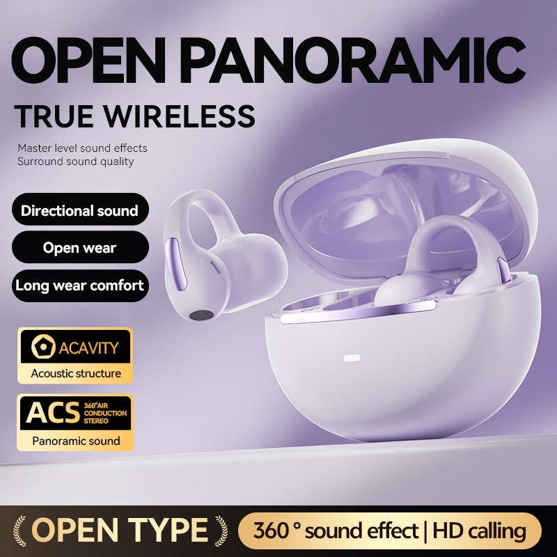 跨境新款无线翻译蓝牙耳机防水重低音HIFI耳机运动不入耳夹式耳机