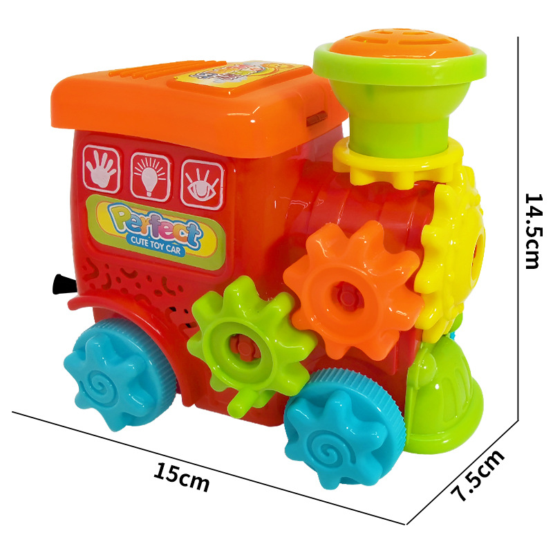 Pull cord luminous racing car, rebound fence car, pull cord locomotive, children's educational toys, night market street stall wholesale Item Picture