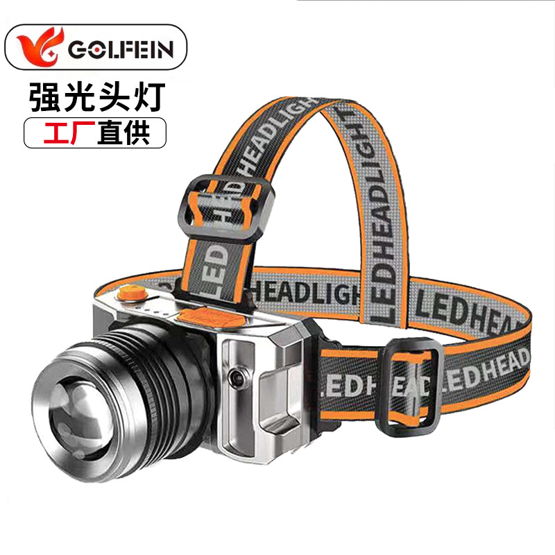 跨境新款户外强光远射头灯USB充电变焦LED头戴式野外可夜钓灯